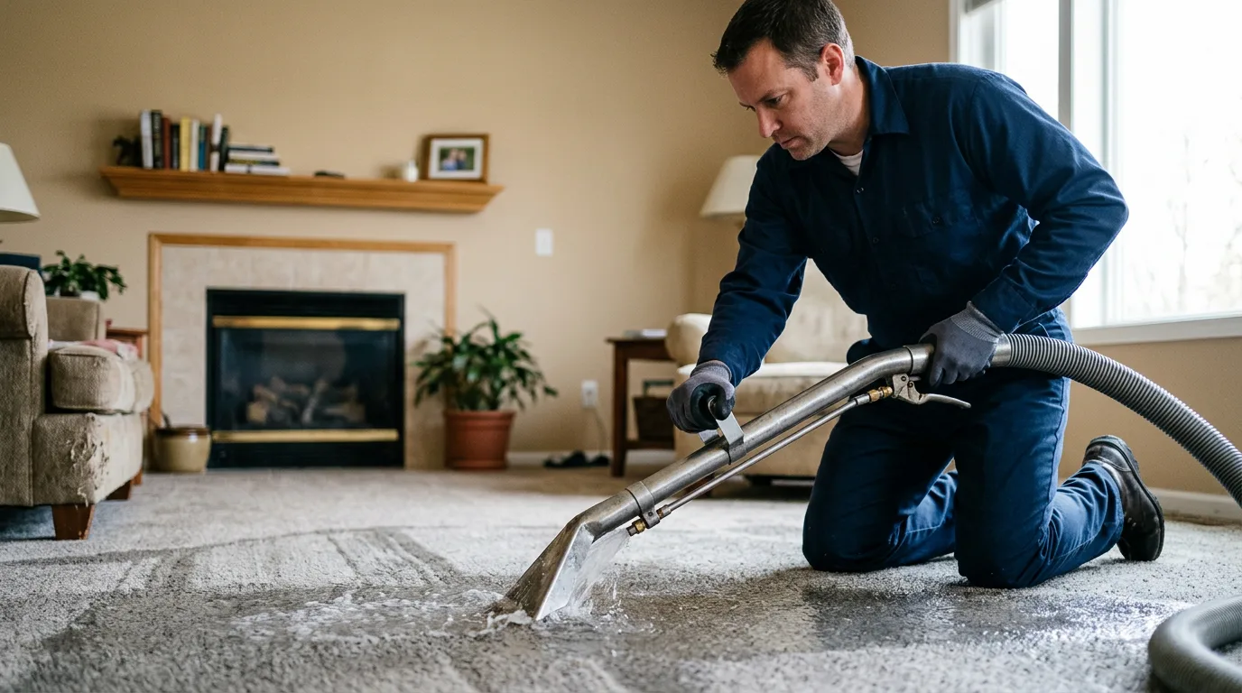 Water damage restoration technician working near Warminster, PA